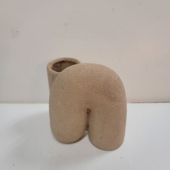 Free-form vase Southwestern Modern Adobe 4" tall tubular Ceramic slight texture - Picture 6 of 8